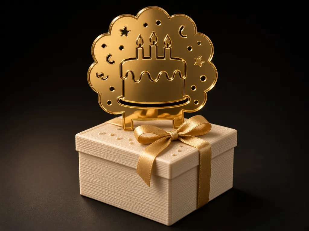 Mirror cake topper — 3D printed / laser-cut Birthdays gift