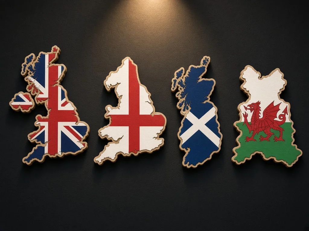 Flag map silhouette — 3D printed / laser-cut National flags gift